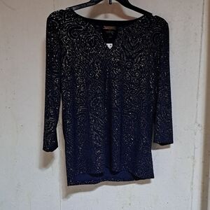 JM Collection Black and Silver Sequin Blouse